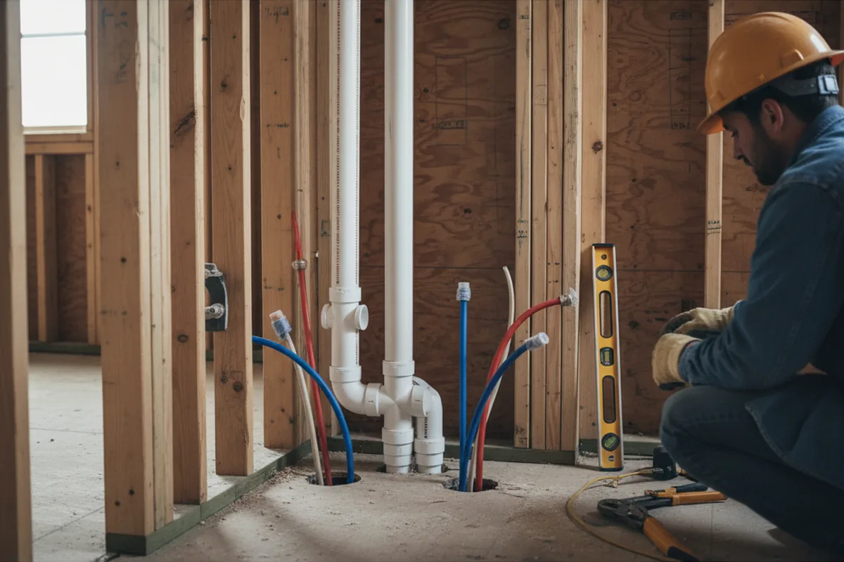 Drain and supply rough-in during Drain Cleaning in Troy